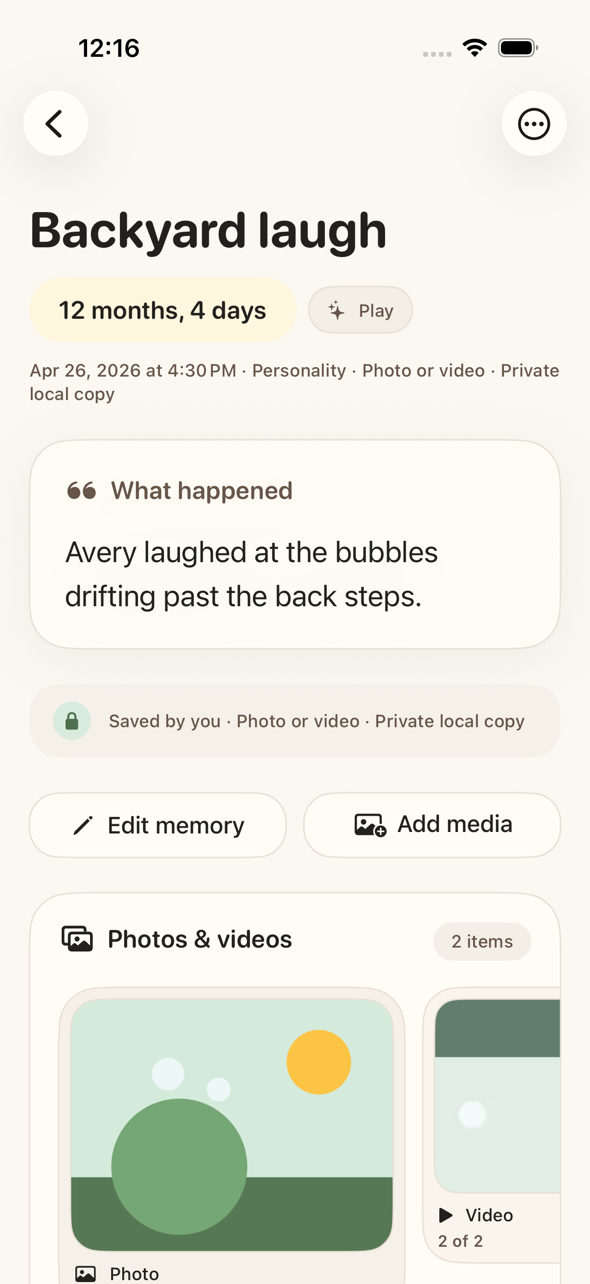 Real Littlemark milestone detail screenshot